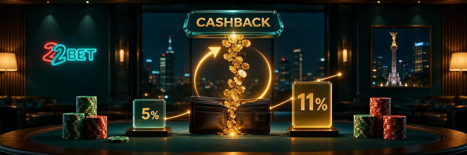 Monedas que regresan a la cartera: el cashback de 22Bet devuelve de 5% a 11% de las pérdidas netas
