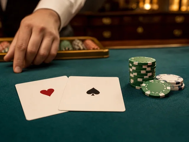Símbolo de blackjack con cartas y fichas